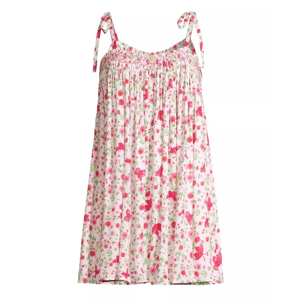 Free People White Pink Floral Mini Dress